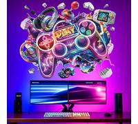 Peelora Large 3D Game Wall Stickers Gaming Joystick Gamer Controller Video Wall Decals Boys Playroom Teenagers Bedroom Reusable Self-Adhesive Wall Decor Stickers