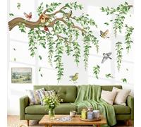 Peelora Tree Branch Hanging Vine Green Leaves Wall Decals Stickers XXL | Peel and Stick Decals for Walls, DIY Wall Art Stickers, Removable & Wall-Safe, Vibrant Colors Decor for Bedroom, Living Room