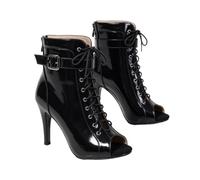 Peep Toe Ankle Boots Lace Up Stiletto Heel Back Zip Goth Booties