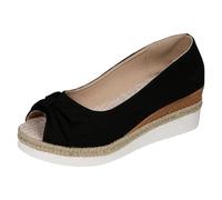 Peep Toe Women's Espadrille Wedge Sandals Bow Detail Comfortable Casual Summer Shoes Lightweight Non Skid Sole for Daily Walking Beach Travel Outdoor Work Office Versatile Match Different Outfits
