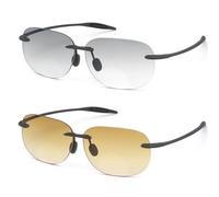 PEEPAI 2 Pairs Rimless Bifocal Reading Sunglasses Anti Blue Light UV400 Protection Sport Sunglasses Far and Near Dual Use Classic Lightweight Vintage Eyewear for Men Women 3.5