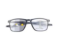 PEEPAI Photochromic Progressive Multifocus Reading Glasses Computer Anti Blue Light Spring Hinge UV Sunglasses for Men Women 1.0