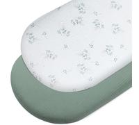Peepeemax Moses Basket Sheets 90x50 cm, 2 Pack Muslin Bedside Crib Fitted Sheets, Soft and Breathable Crib Sheets Fit for Rectangular and Oval Bassinet Mattress and Bedside Cots (Green)