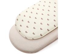 Peepeemax Moses Basket Sheets Pack of 2, 100% Cotton Bedside Crib Fitted Sheets, Soft Muslin Crib Sheets Fit for Rectangular and Oval Bedside Cots, Travel Cots, Bassinets Up to 90x55 cm (Rainbow)