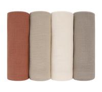 Peepeemax Muslin Cloths for Baby 60x60cm, 4 Pack 100% Cotton Large Muslin Squares Swaddle Blankets, Soft Absorbent & Breathable Baby Wrap Blanket for Boys & Girls, Brown