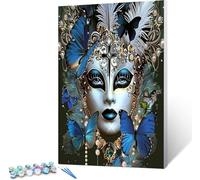 Peepezo Paint by Numbers Kit for Adults, Woman Mask, 40x50cm, Framed Canvas, Acrylic Paints, Brushes, Realistic Style, Unisex, Not Foldable