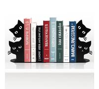 Peeping Cat Bookends for Shelves Decorative, Metal Book Ends for Heavy Books Book Stopper for Office Home Cute Desk Bookshelf Decor Cat Lover Gifts for Women (Black)