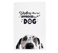 Peeping Dog Tea Towel - A House is not a Home Without Dogs - Dalmatian Gift Panama Cotton Kitchen Dish Towel/Drying Cloth - 67cm x 45cm