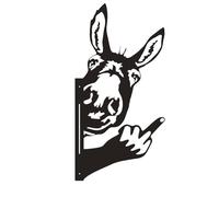 Peeping Middle Finger Animal Metal Sign, Squirrel Flipping Off Bigfoot Yard Art Decor, Animals Peeking Around Signs Corner Tree Fence Farmhouse Outdoor Garden Decoration (Donkey)