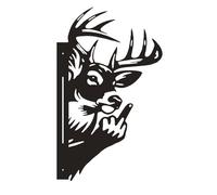 Peeping Middle Finger Animal Metal Sign, Squirrel Flipping Off Bigfoot Yard Art Decor, Animals Peeking Around Signs Corner Tree Fence Farmhouse Outdoor Garden Decoration (Deer)