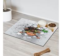 Peeping Monkey Pet Feeding Mat for Cat Dog Water Bowl Food Mats Funny Monkey Pet Feeding Mats Absorbent Nti-Slip Contain Spills Protects Floors Placemat 40.6 x 60.9 cm