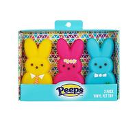 Peeps for Pets 3 Piece Dress-Up Bunnies Vinyl Dog Toys Yellow, Pink, Blue 4 inch Plastic Squeaky Dog Toys Value Pack Fun, Cute, and Squeaky Dress-Up Bunnies from Peeps