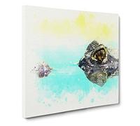 Peering Crocodile in Abstract Modern Canvas Wall Art Print Ready to Hang, Framed Picture for Living Room Bedroom Home Office Décor, 14x14 Inch (35x35 cm)