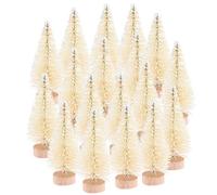 Peerless 12Pcs Mini Sisal Christmas Pine Trees With Wood Base - Bottle Brush Trees for Winter Snow Miniature Scenes, DIY Crafts, Xmas Holiday Home Desk Tabletop Decor