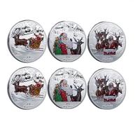 Peerless 6Pcs Christmas Commemorative Coins Santa Claus Elk Medal Xmas Collectible Art Souvenir for Christmas Stocking Stuffers Gilding Present Gift Coin Collection,3 Styles