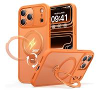 Peerock for iPhone 17 Pro Max Case: with 360° Spin Magnetic Stand, Camera Control Button, Fit for MagSafe, Military Drop Protective Slim Phone Cover for 17 ProMax with Ring Kickstand, 6.9", Orange