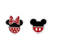 Peers Hardy Disney Mickey and Minnie Mouse red and black Silver Plated Enamel Filled Earrings EF00258SL,One Size