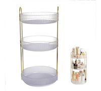 PEESHON Makeup Organiser,360° Rotating Cosmetic Organizer,High-Capacity Skincare Organizer, Perfume Skincare Organiser,Make Up Tidy Bathroom Dressing Table Organizer Holder(3Tiers, transparent)
