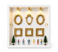 PEESIN Mini Museum Shadow Box Frame with LED Lights, 10x10 Inch, White