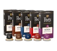 Peet's Coffee, Dark and Medium Roast Espresso Capsules Variety Pack with Decaf, Compatible with Nespresso Original Machine, Arabica Coffee - Intensity 8-11, 50 Count (5 Boxes of 10 Espresso Capsules)