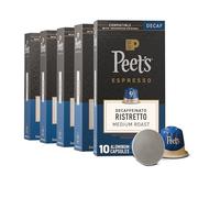 Peet's Coffee, Dark Roast Decaf Espresso Pods, Decaf Ristretto Intensity 9, 50 Count (5 Boxes of 10 Espresso Capsules)
