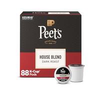 Peet's Coffee, Dark Roast Keurig K-Cup Pods, 100% Arabica Coffee - House Blend 88 Count (4 Boxes of 22 Pods)