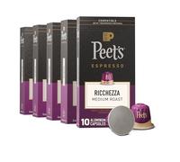 Peet's Coffee, Medium Roast Espresso Pods Compatible with Nespresso Original Machine, Ricchezza Intensity 8, 50 Count (5 Boxes of 10 Espresso Capsules), Coffee Gifts