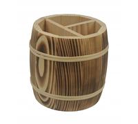 PEEWIT Wooden Cutlery Container Type Barrel Tanned Kitchen Organizer