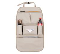 pefirst Car Backseat Organizer for Kids, Car Back Seat Storage Bag With 3 Pockets, 2 Drinks Holders, Water Resistant, Kids Toy Storage Kick Mat Back Seat Protector for Toddlers (Beige 1-Pack)