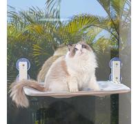 PEFUNY Cordless Folding Cat Window Perch, Cat Hammock for Window and Wall, with 4 Suction Cups, Sturdy Setal Frame for Glass Windows and Interior Walls (Grey Medium)