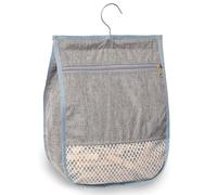 Peg Bag with Zipper, Large Peg Basket for Washing Line, Hanger Hook for Hanging, durable peg basket, Multi-Use Clothes Pegs Bag for Laundry & Outdoor Clothesline, Grey, 360° Rotation, 11.8x9 in