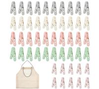 Peg Bags for Washing Line, 50 Minky Pegs with Storage Bag, Strong Grip Plastic Clothes Pegs for Laundry, Washing Line Pegs and Peg Bag Set, 5.4cm x 3.5cm Pegs, 29cm x 26cm Bag