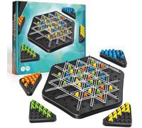 Peg Board Game, 2 to 4 Players, Chain Triangle Game Kids Strategy Game, Interactive Peg Game Rubber Band Triangle Chess Board Game
