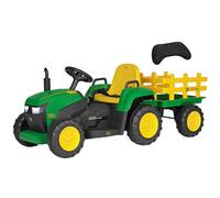 Peg Perego John Deere Farm Power Electric Ride On Tractor for Toddlers, 12V Battery Powered Tractor with Remote Control & Manual Mode, with Trailer, Lights & Sounds, Ages 18+ Months