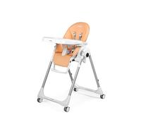 Peg Perego Prima Pappa Follow Me Reclining Baby High Chair, Bouncer Function, 4 Wheels, Foldable and Ultra-Compact, for Children from 0 to 3 Years (0-15 kg), Peach