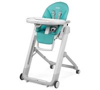 Peg Perego Siesta, Grow with Baby Folding High Chair & Recliner, Height Adjustable, Quick Clean & Easy Push Wheels for Babies & Toddlers, Made in Italy, Tahiti (Ocean Turquiose)