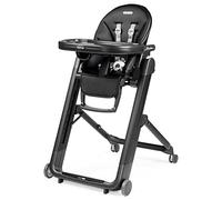 Peg Perego Siesta, Grow with Baby Folding High Chair & Recliner, Height Adjustable, Quick Clean & Easy Push Wheels for Babies & Toddlers, Made in Italy, True Black (Black)