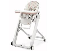 Peg Perego Siesta, Grow with Baby Folding High Chair & Recliner, Height Adjustable, Quick Clean & Easy Push Wheels for Babies & Toddlers, Made in Italy, Aquarelle (White)