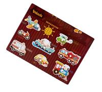 Peg Puzzle with Sound, Animal and Vehicle Toy, Hand-Eye Coordination Development, Wooden Material, Engaging Parent-Child Cartoon Puzzle for Nursery School, Bedroom, 29.6x21.9x0.8cm