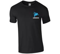 Pegasus Airborne Embroidered Men's T-Shirt Parachute Regiment Air Assault Brigade T Shirt Embroidery (UK, Alpha, 3XL, Regular, Regular, Black)
