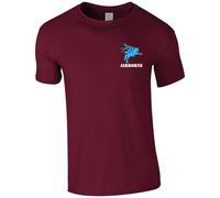 Pegasus Airborne Embroidered Men's T-Shirt Parachute Regiment Air Assault Brigade T Shirt Embroidery (UK, Alpha, S, Regular, Regular, Maroon)