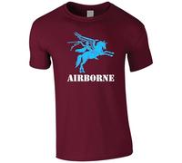 Pegasus Airborne Large Front Logo Parachute Regiment Mens T-Shirt Air Assault Brigade T Shirt (UK, Alpha, L, Regular, Regular, Maroon)