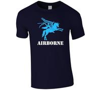 Pegasus Airborne Large Front Logo Parachute Regiment Mens T-Shirt Air Assault Brigade T Shirt (UK, Alpha, XL, Regular, Regular, Navy)