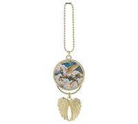 Pegasus Cloud Flight Guardian Angel Wing Car Ornament for Mirror, Zinc Alloy Hanging Charm with Spiritual Design for Protection, Rearview Mirror Accessory Decor Gift for Women Men(Golden)
