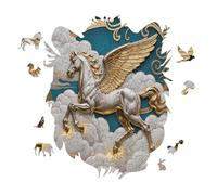 Pegasus Cloud Flight Personalized Jigsaw Puzzles, 141 Pcs Wooden Jigsaw Puzzle Tiger Head Shape Puzzle Gift