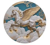 Pegasus Cloud Flight Personalized Jigsaw Puzzles, 195Pcs Custom Wooden Jigsaw Puzzle Round Puzzle Gift Adult