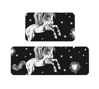 Pegasus Flight Rug Cushioned Kitchen Rugs Sets Of 2 Comfort Standing Mat For Home Decor Sink,Kitchen Mats For Floor Non Slip Washable ，Laundr 17"X47"+17"X30"