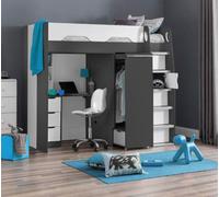 Pegasus - Single - Kids High Sleeper Bed - Grey and White - Wood - 3ft - Happy Beds