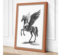 Pegasus in Flight Japandi Canvas Wall Art Print 18x12 Inch