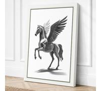 Pegasus in Flight Japandi Canvas Wall Art Print 18x12 Inch